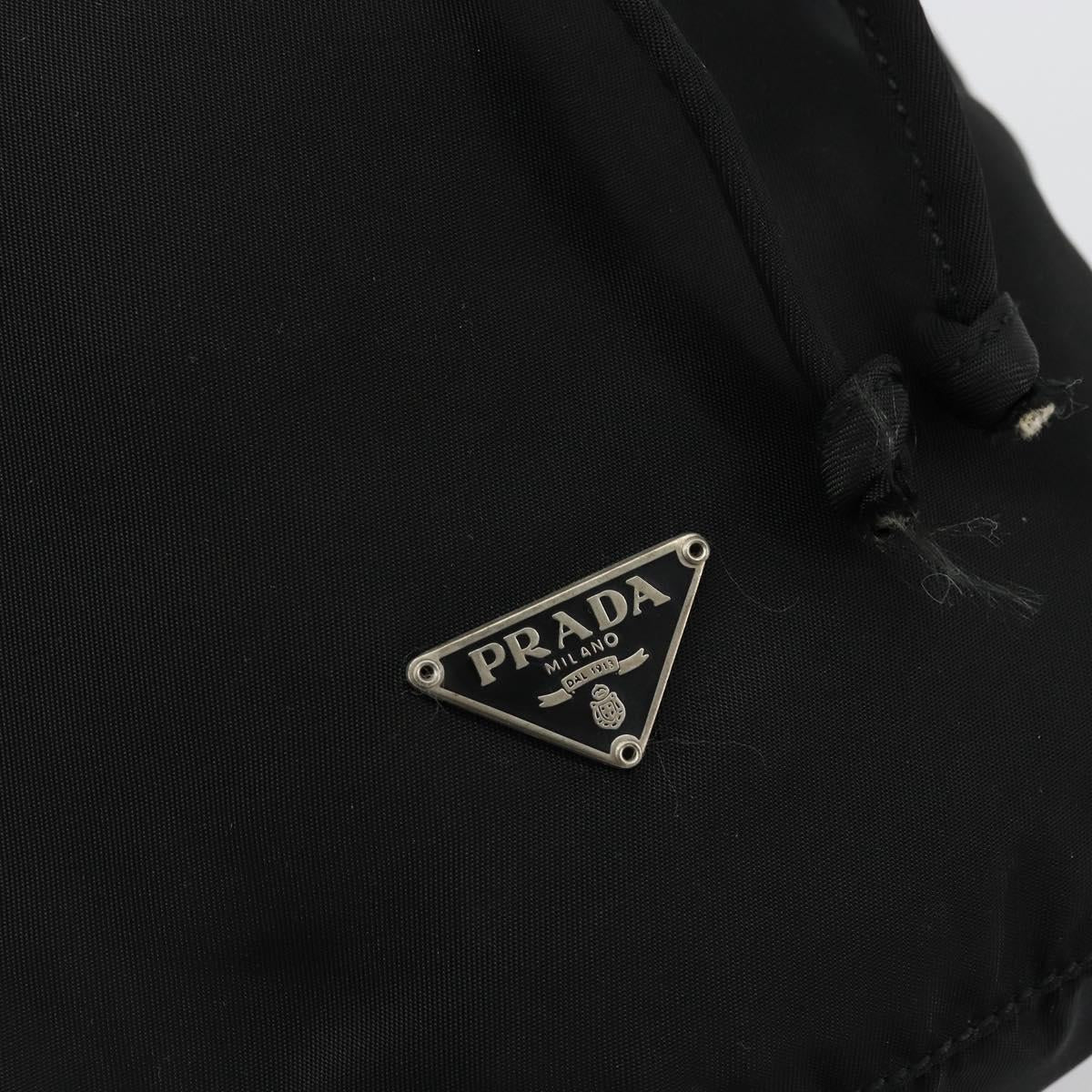 PRADA Purse Pouch Nylon Black Silver Auth 177497A