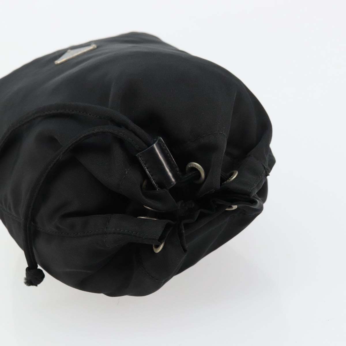 PRADA Purse Pouch Nylon Black Silver Auth 177497A