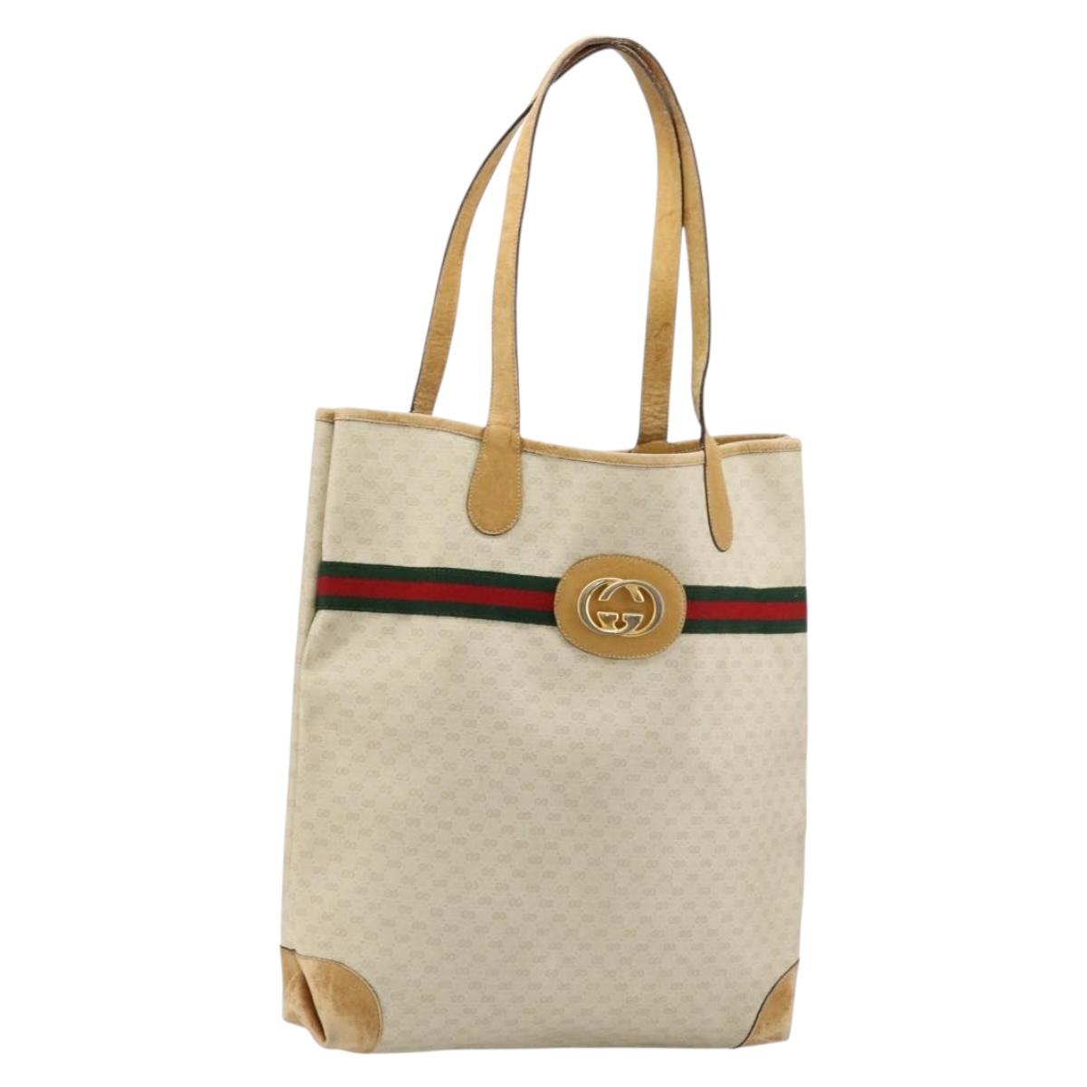 GUCCI GG Supreme Web Sherry Line Bag PVC Ivory Red 002 904 0131 Auth 177498