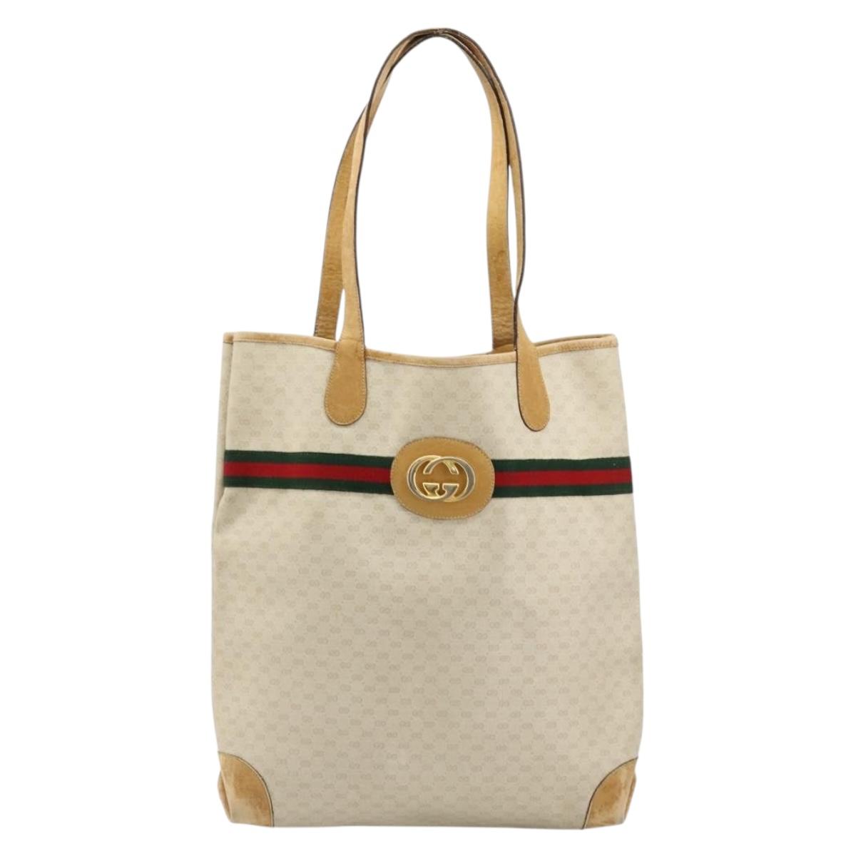 GUCCI GG Supreme Web Sherry Line Bag PVC Ivory Red 002 904 0131 Auth 177498