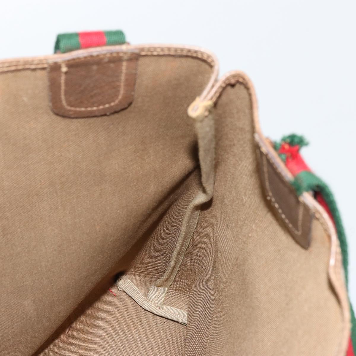 GUCCI GG Supreme Web Sherry Line Bag PVC Beige Red Green 39 02 003 Auth 177499