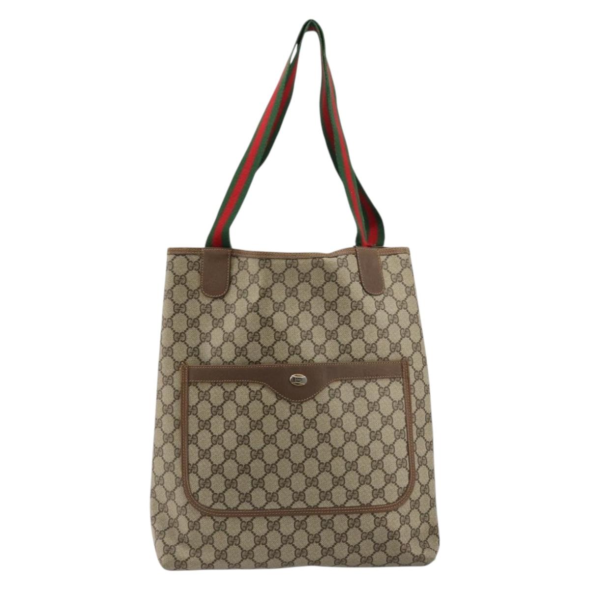 GUCCI GG Supreme Web Sherry Line Bag PVC Beige Red Green 39 02 003 Auth 177499