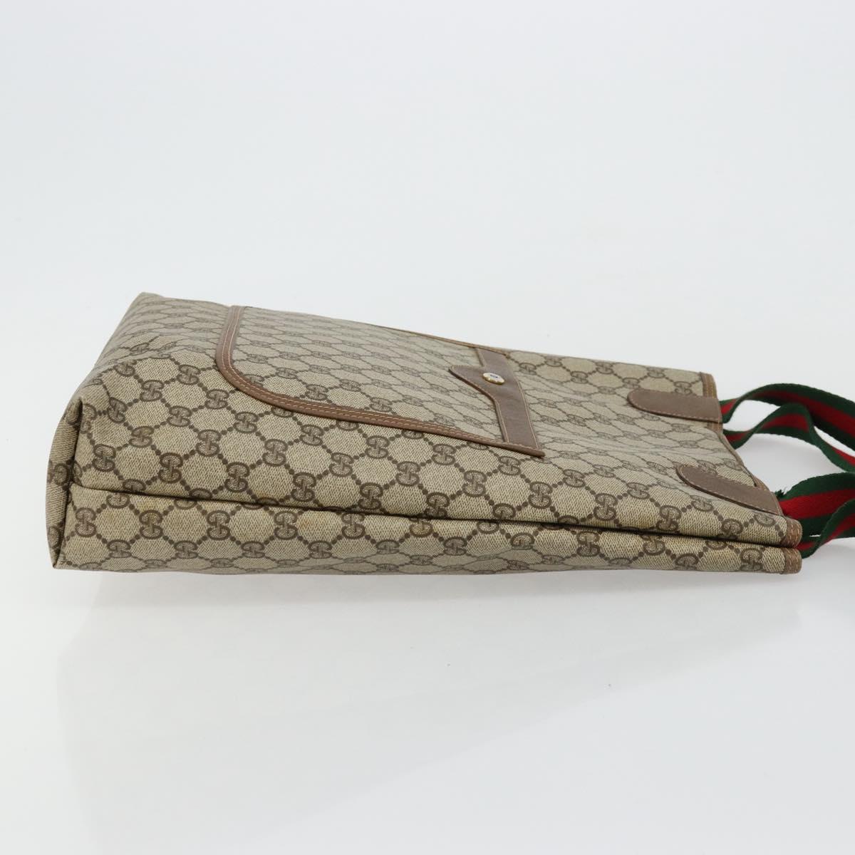 GUCCI GG Supreme Web Sherry Line Bag PVC Beige Red Green 39 02 003 Auth 177499