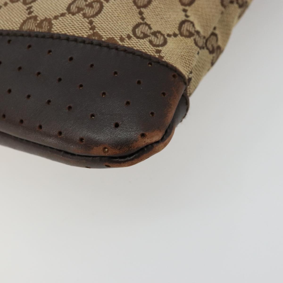 GUCCI GG Canvas Shoulder Bag Beige Silver 145857 Auth 177506