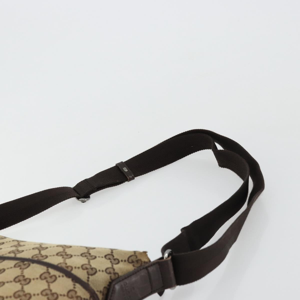 GUCCI GG Canvas Shoulder Bag Beige Silver 145857 Auth 177506