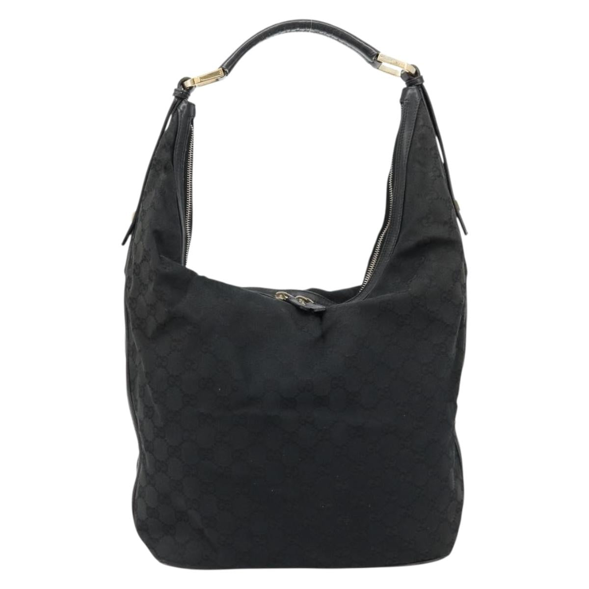 GUCCI GG Canvas Shoulder Bag Black Silver 001 4287 Auth 177507