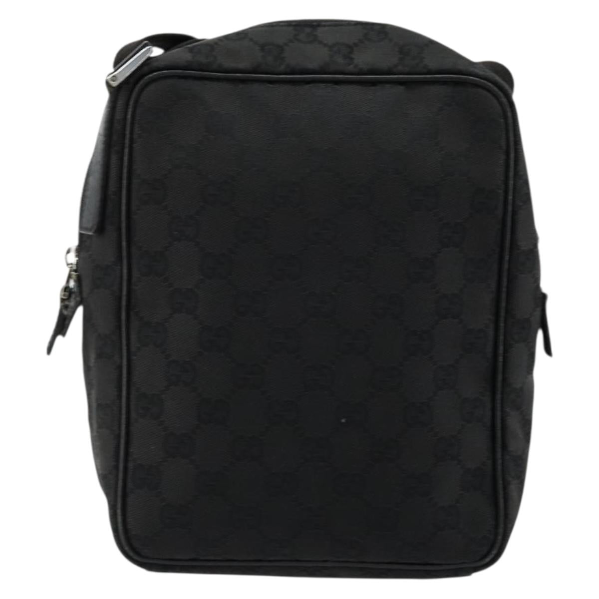 GUCCI GG Canvas Shoulder Bag Black Silver 122759 Auth 177508