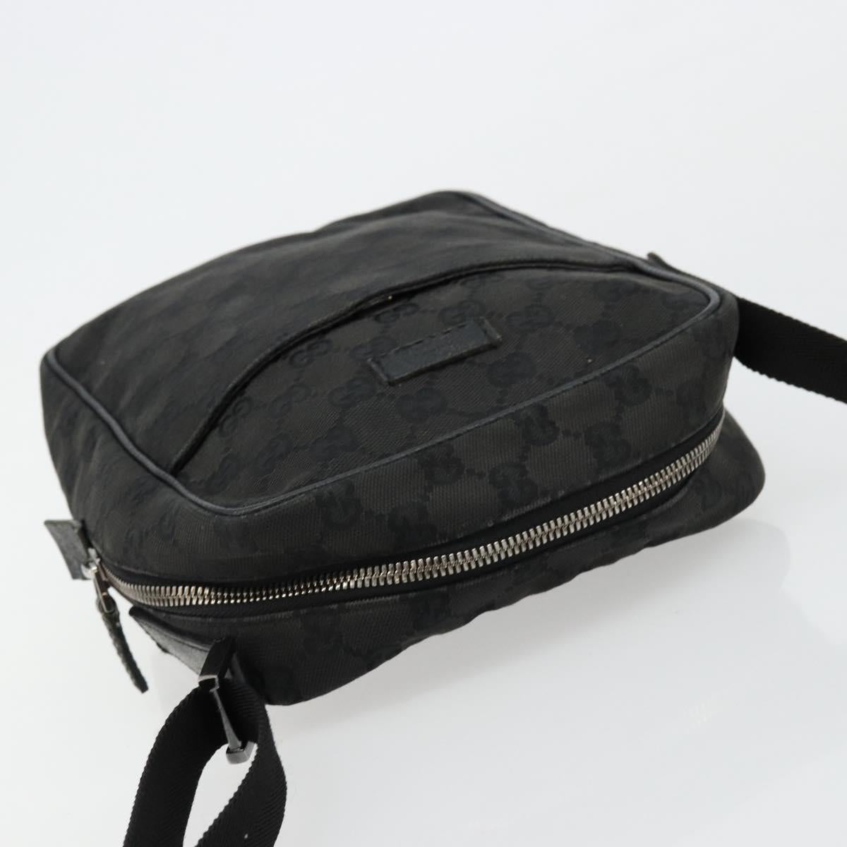 GUCCI GG Canvas Shoulder Bag Black Silver 122759 Auth 177508