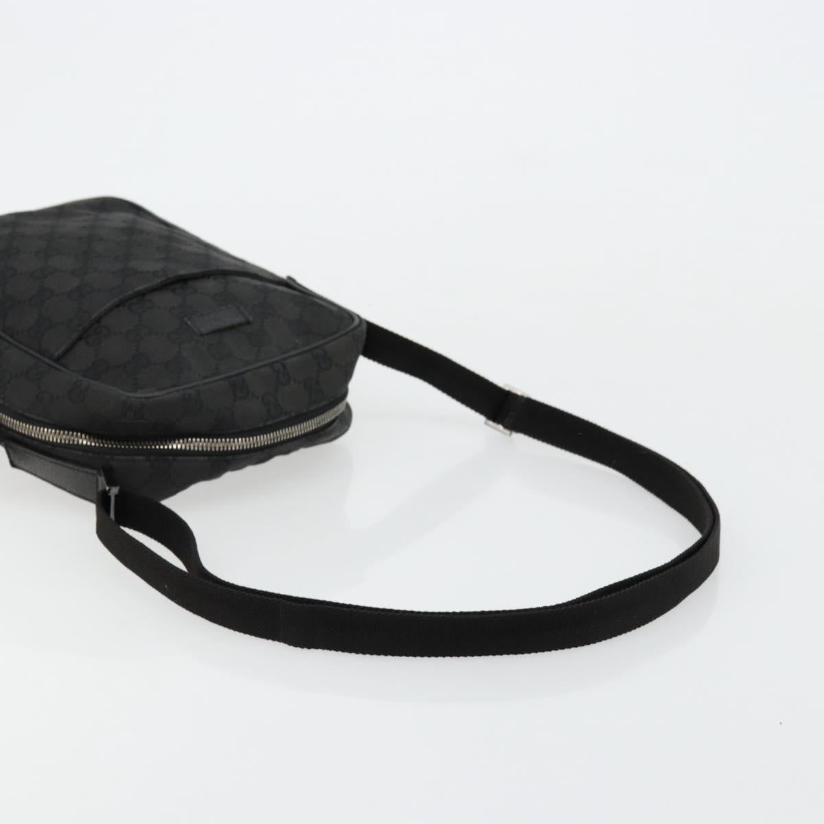 GUCCI GG Canvas Shoulder Bag Black Silver 122759 Auth 177508