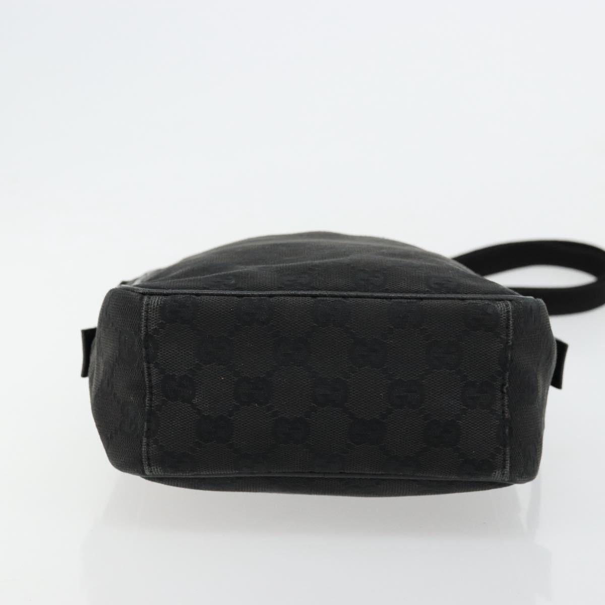 GUCCI GG Canvas Shoulder Bag Black Silver 122759 Auth 177508