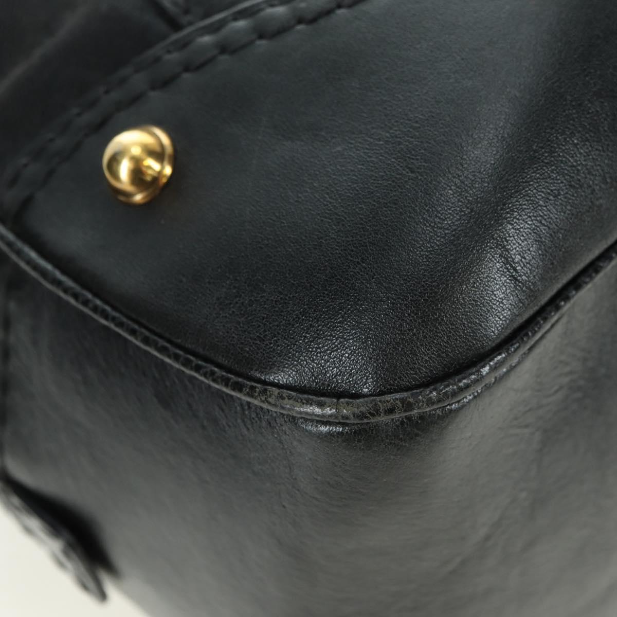 GUCCI GG Canvas Hand Bag Black Gold 211967 Auth 177510V