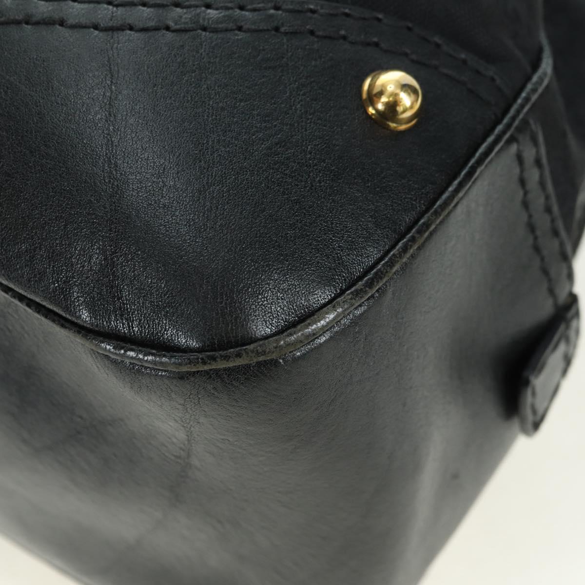 GUCCI GG Canvas Hand Bag Black Gold 211967 Auth 177510V