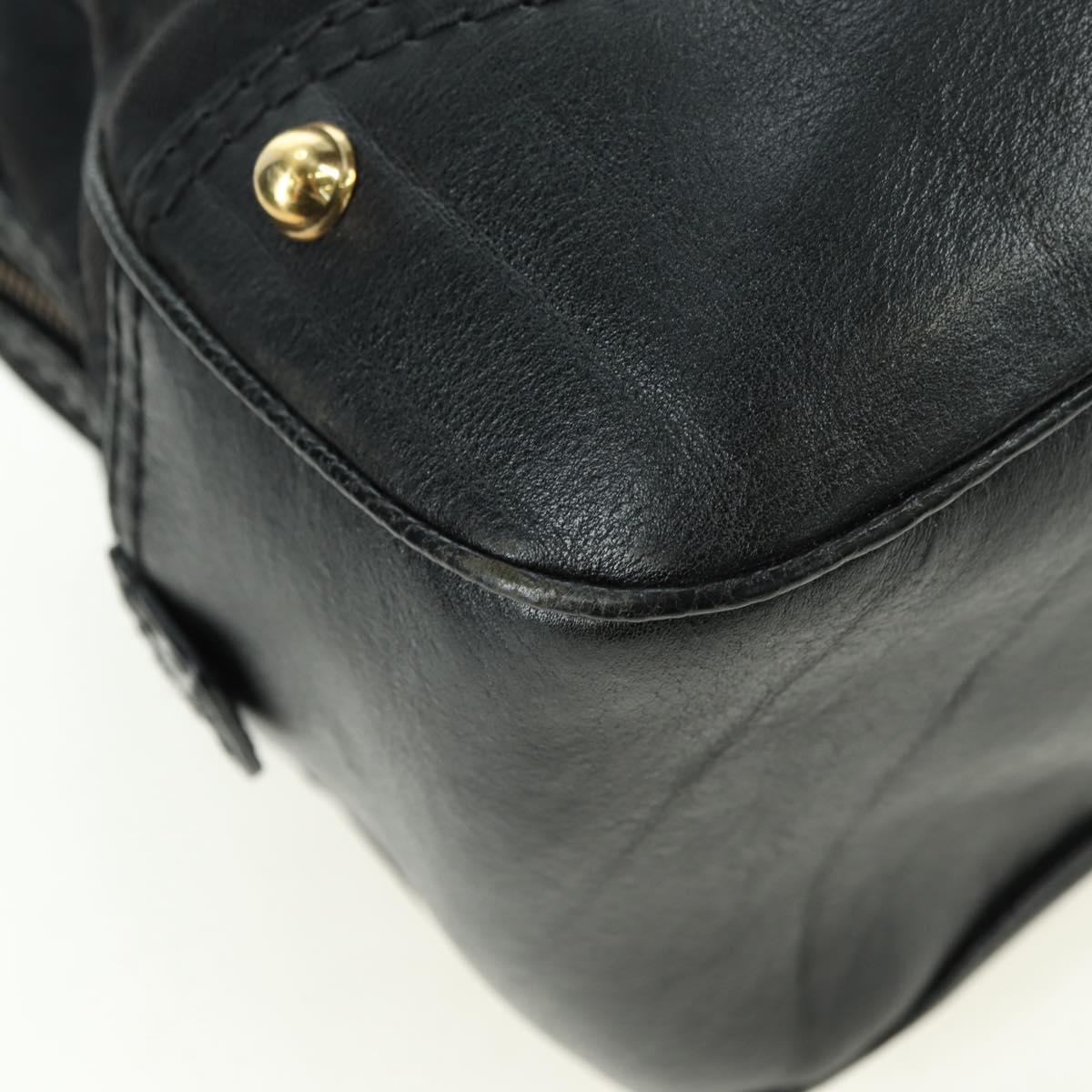 GUCCI GG Canvas Hand Bag Black Gold 211967 Auth 177510V