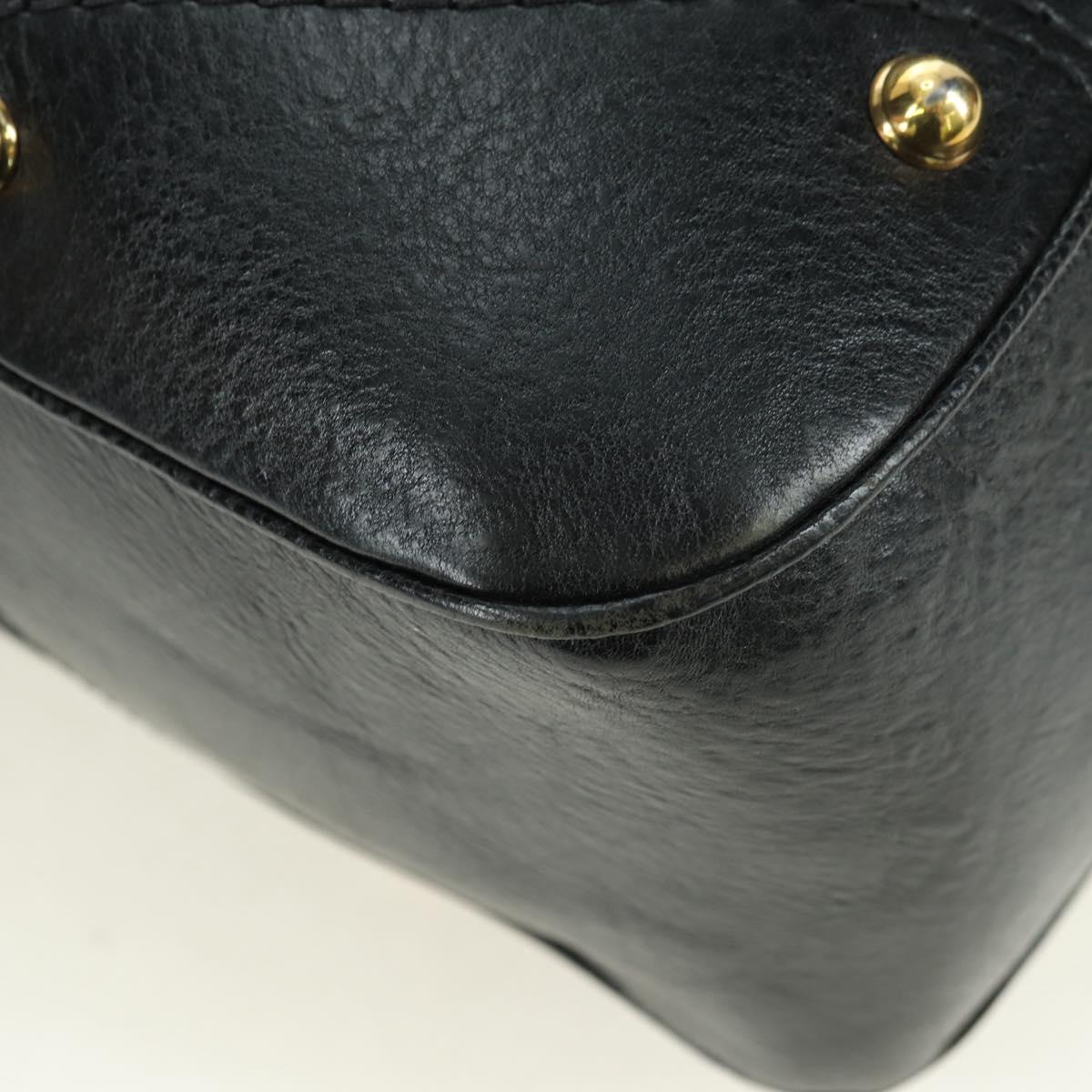 GUCCI GG Canvas Hand Bag Black Gold 211967 Auth 177510V