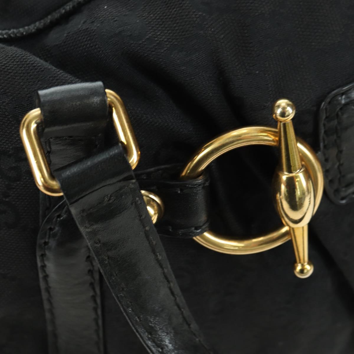 GUCCI GG Canvas Hand Bag Black Gold 211967 Auth 177510V