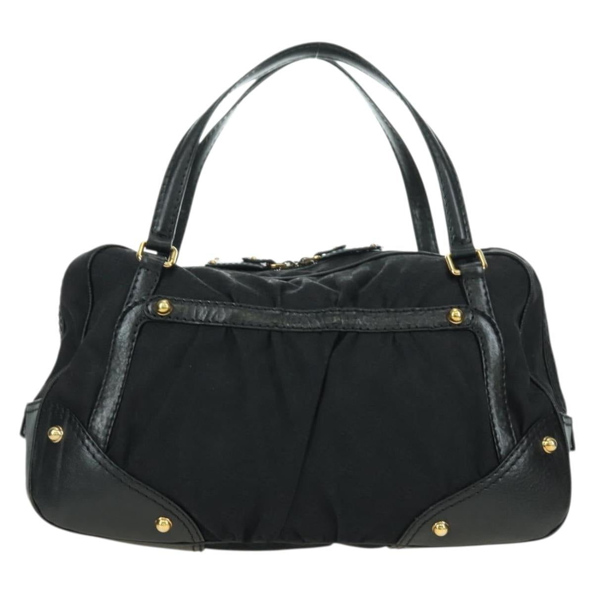 GUCCI GG Canvas Hand Bag Black Gold 211967 Auth 177510V