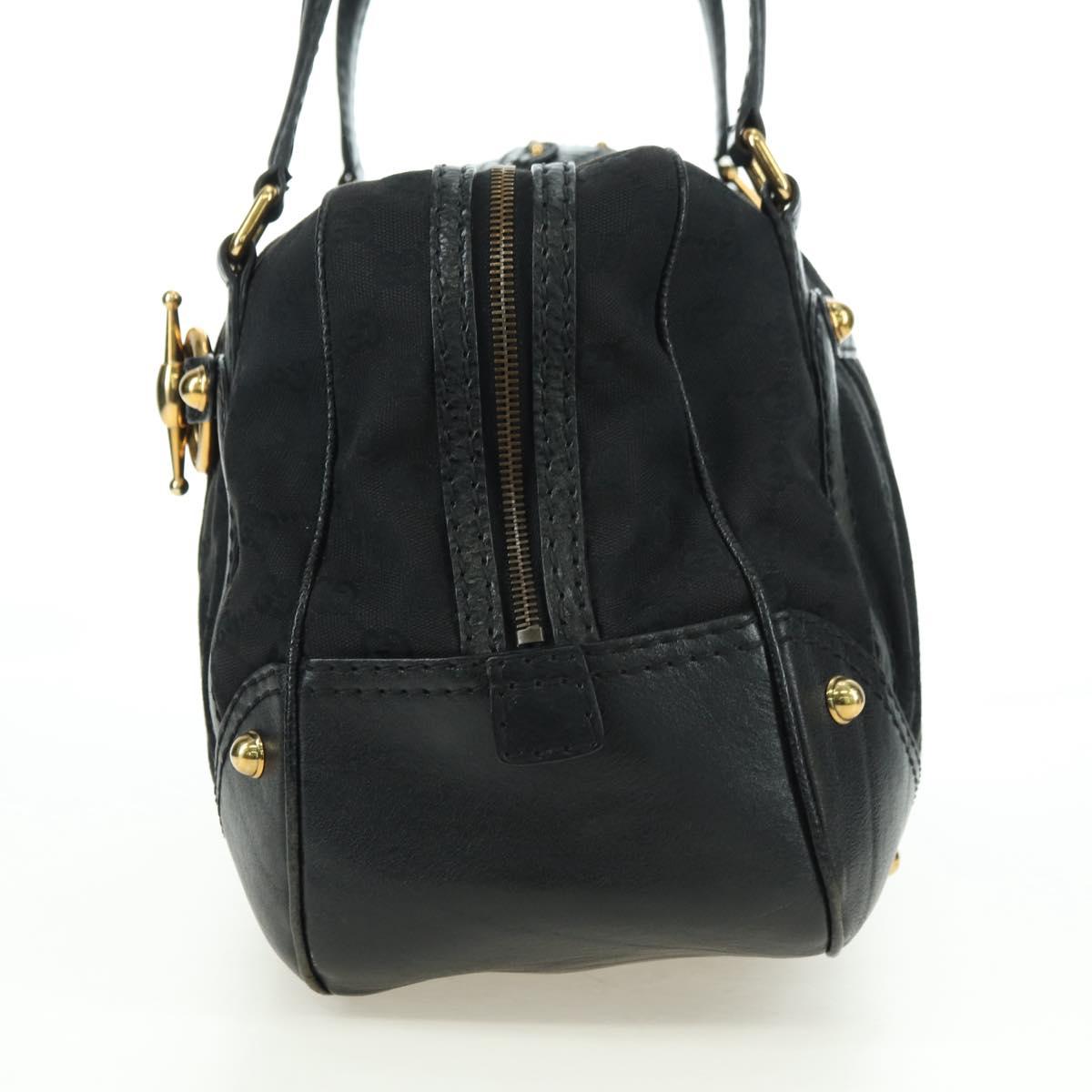GUCCI GG Canvas Hand Bag Black Gold 211967 Auth 177510V