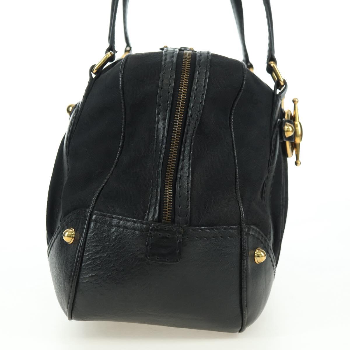 GUCCI GG Canvas Hand Bag Black Gold 211967 Auth 177510V