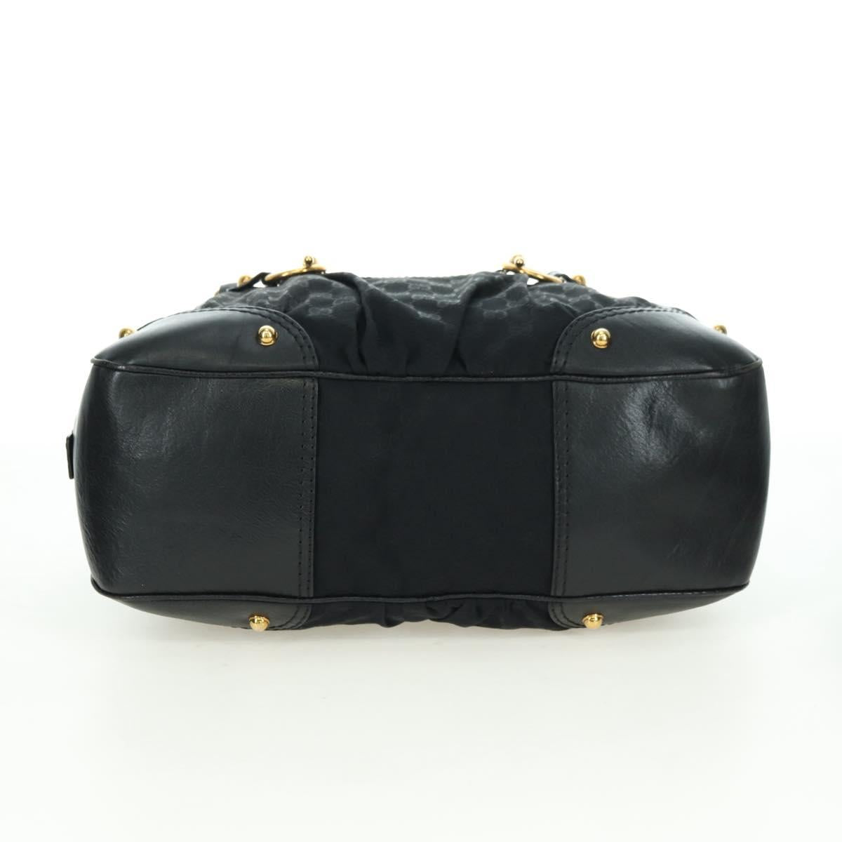 GUCCI GG Canvas Hand Bag Black Gold 211967 Auth 177510V