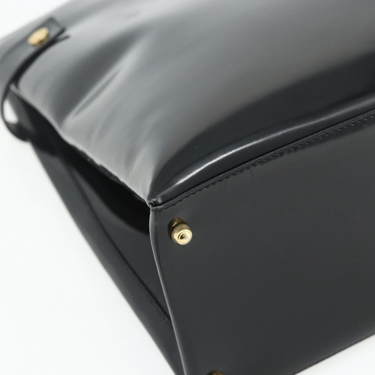 GUCCI Hand Bag Patent leather Black Gold 002 2265 0407 Auth 177511