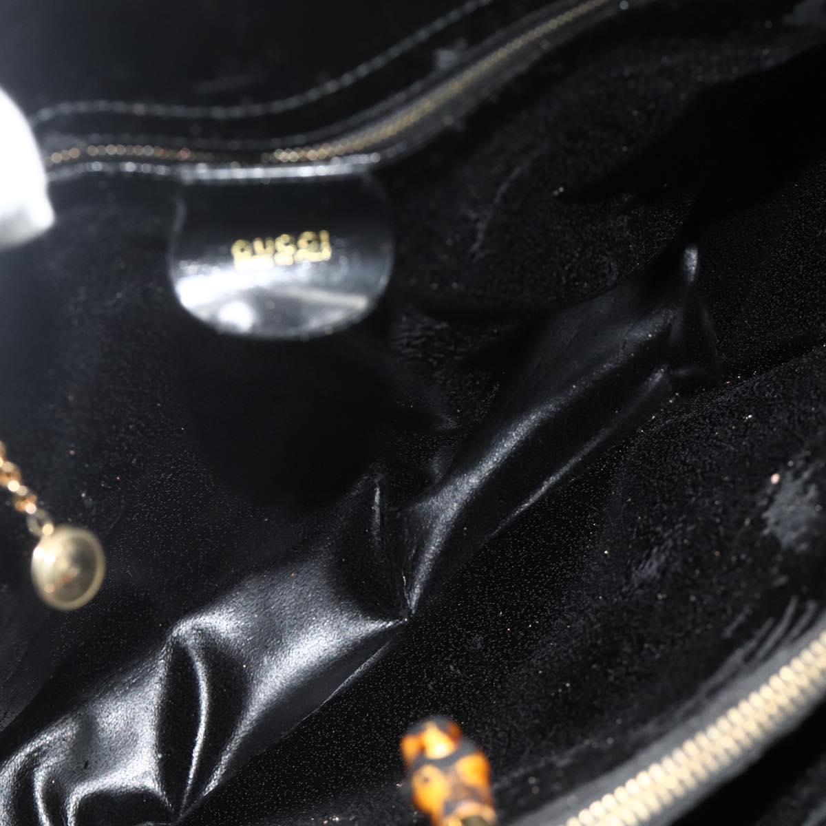 GUCCI Hand Bag Patent leather Black Gold 002 2265 0407 Auth 177511