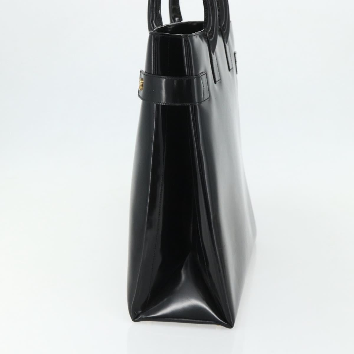 GUCCI Hand Bag Patent leather Black Gold 002 2265 0407 Auth 177511
