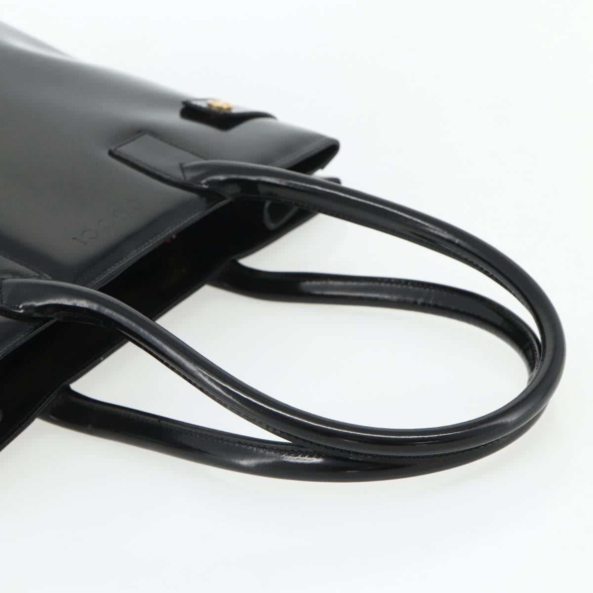GUCCI Hand Bag Patent leather Black Gold 002 2265 0407 Auth 177511