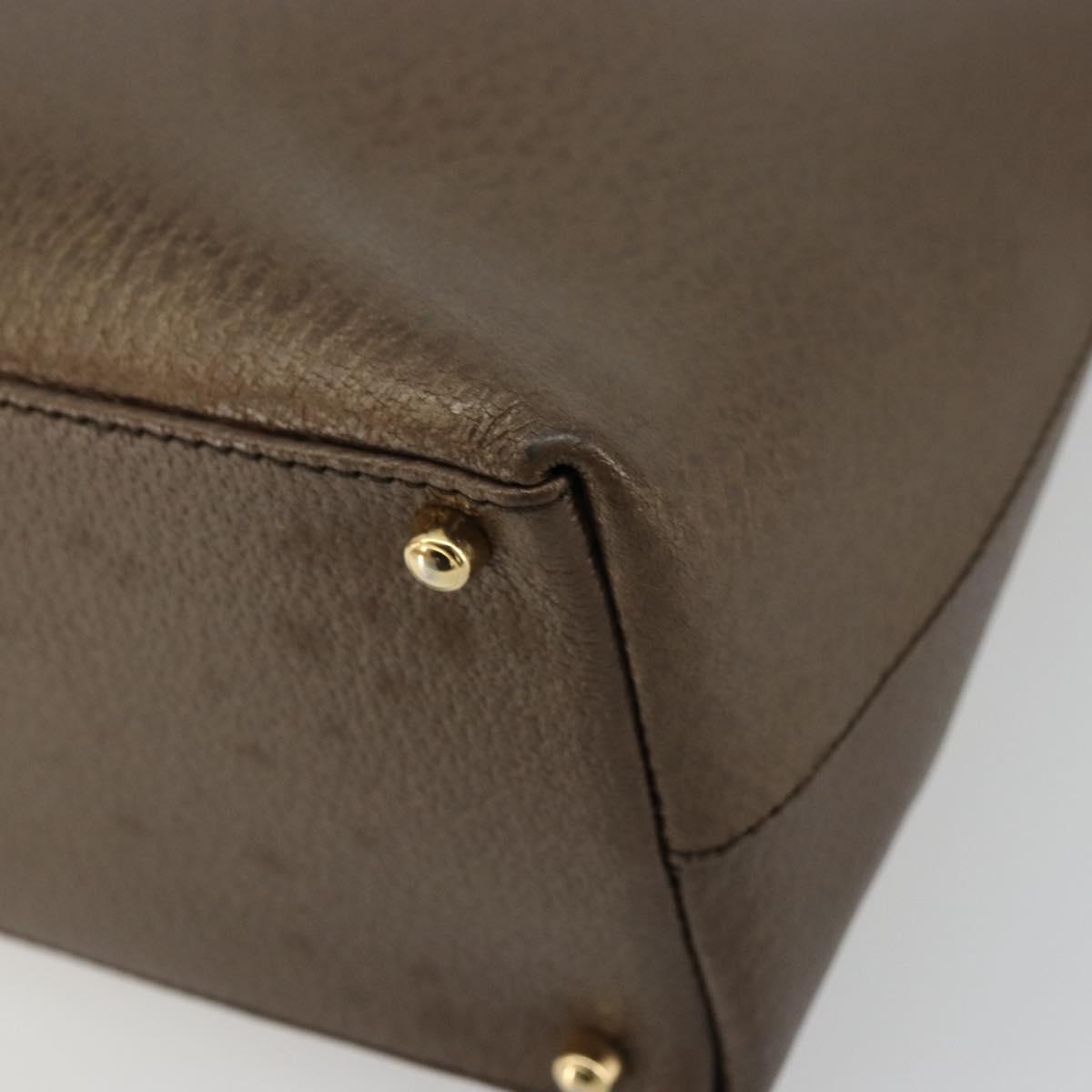 GUCCI Bamboo Hand Bag Leather Bronze Gold 002 2122 0507 Auth 177512