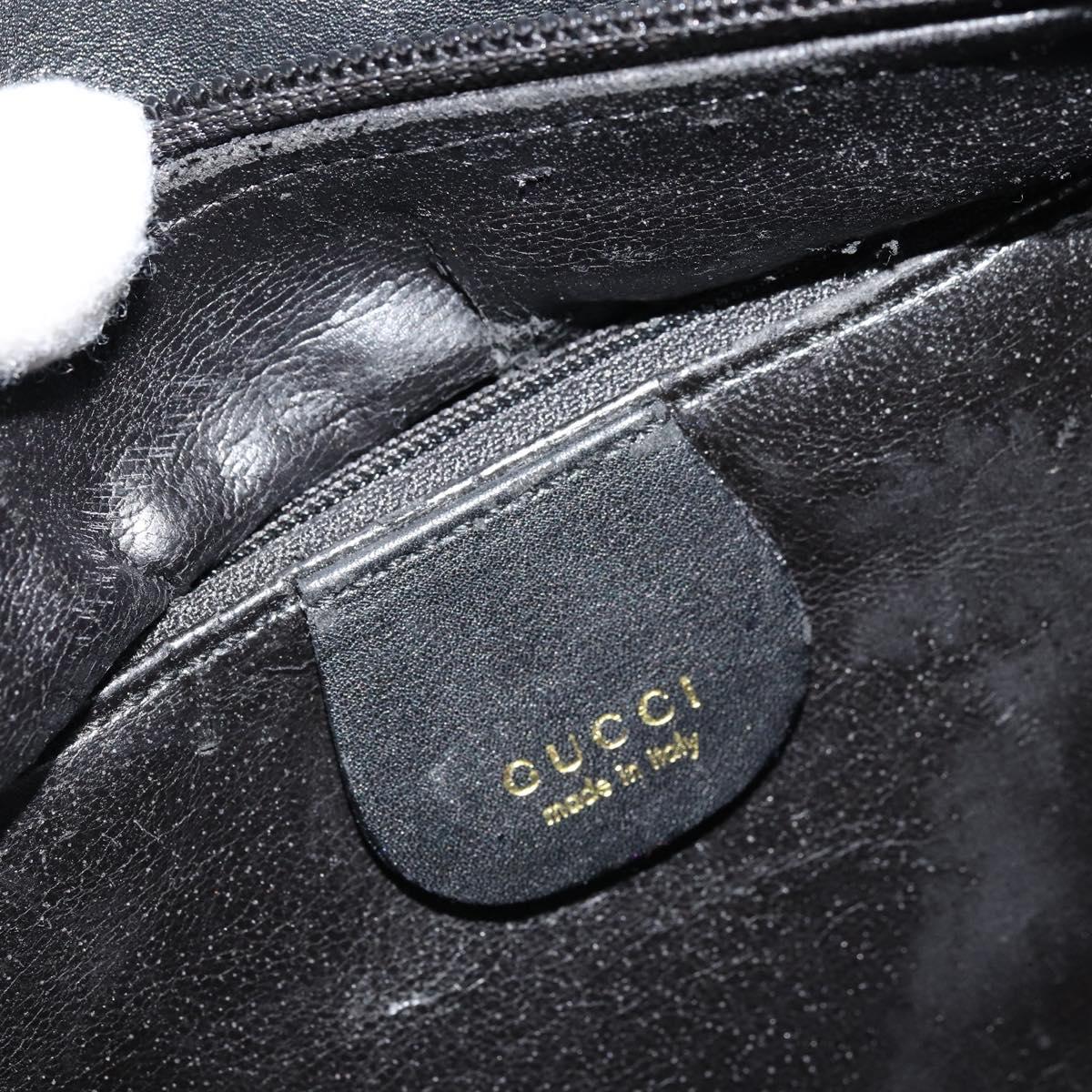 GUCCI Bamboo Hand Bag Leather Black Gold Auth 177513