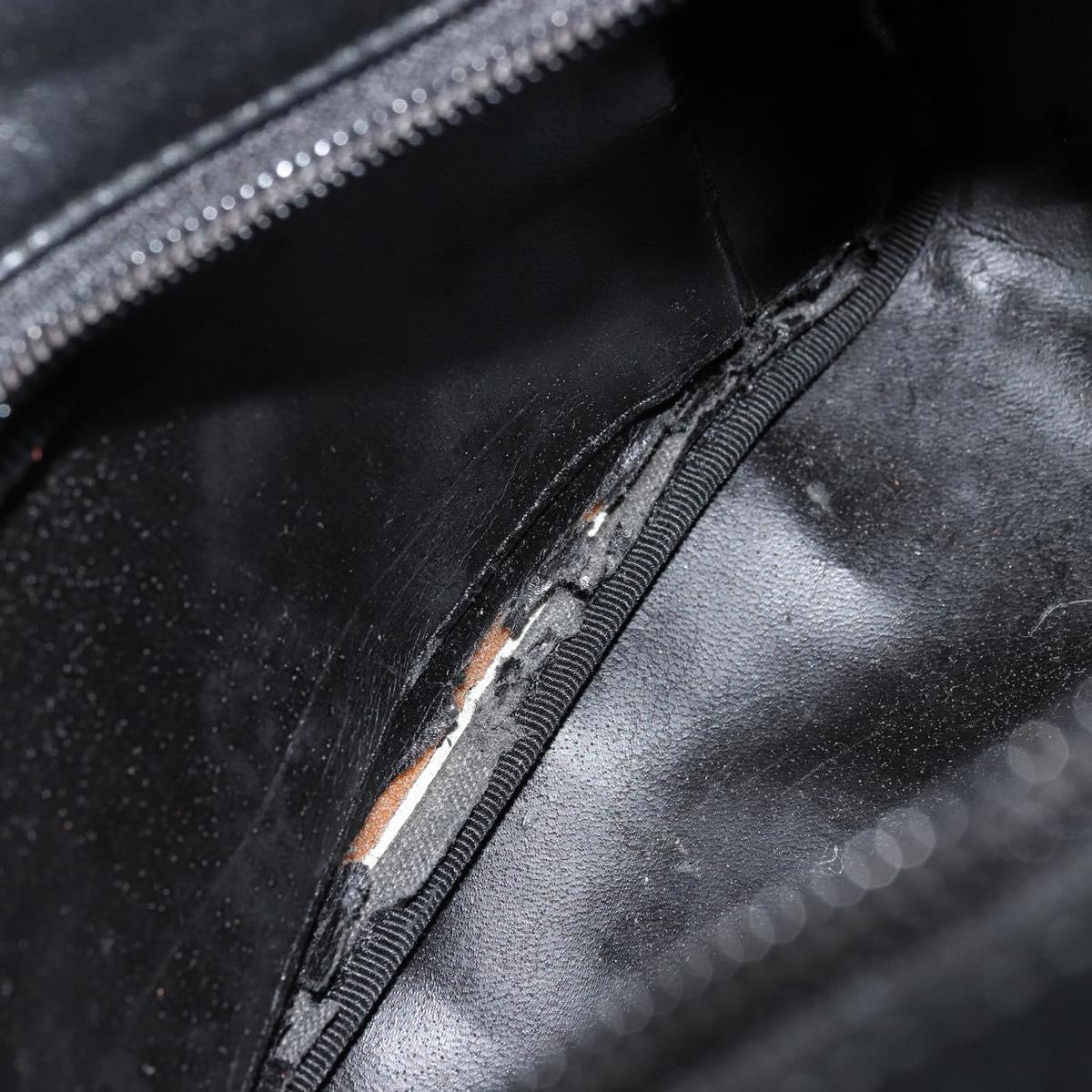 GUCCI Bamboo Hand Bag Leather Black Gold Auth 177513
