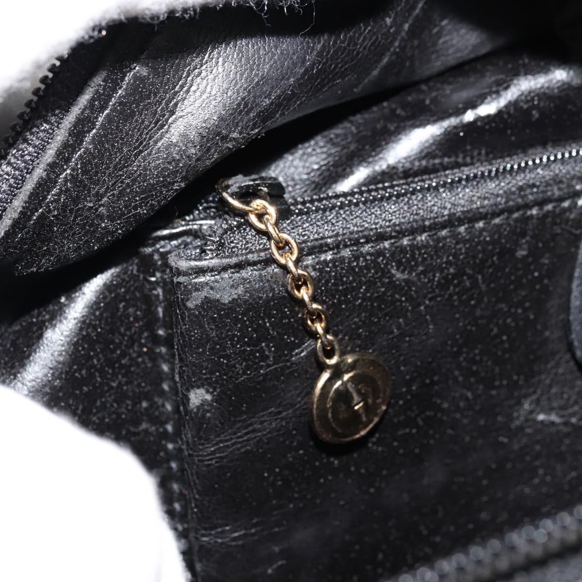 GUCCI Bamboo Hand Bag Leather Black Gold Auth 177513