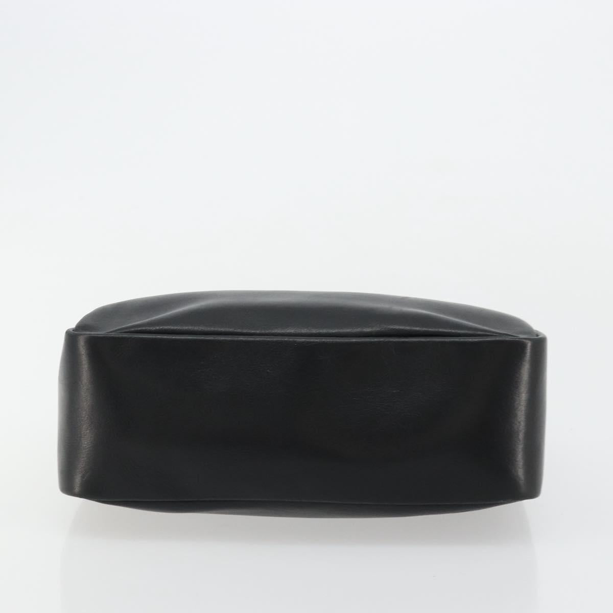 GUCCI Bamboo Hand Bag Leather Black Gold Auth 177513
