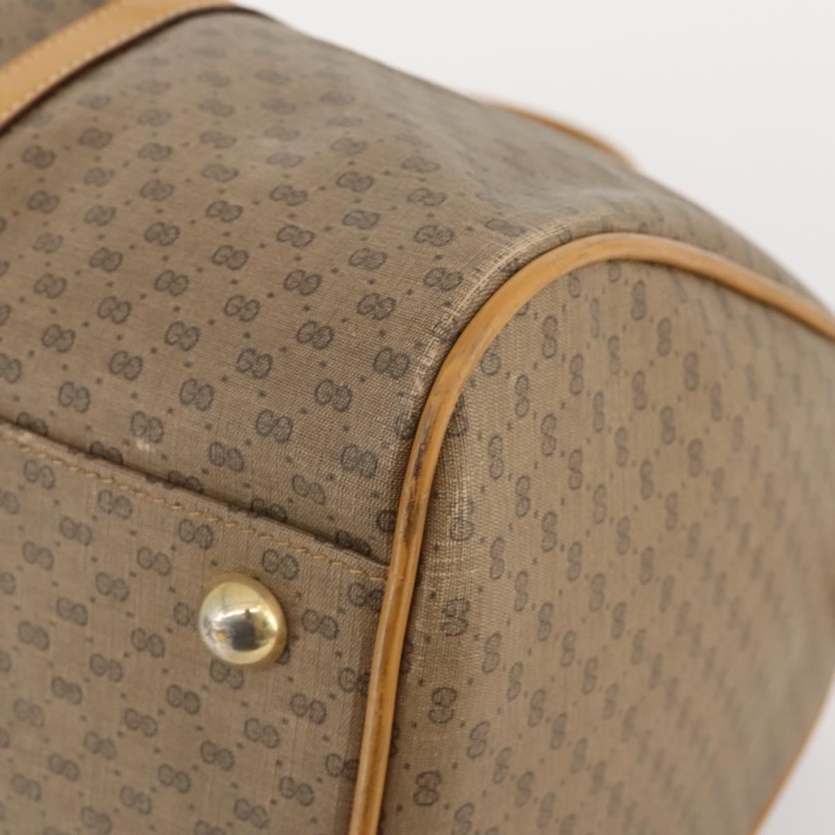 GUCCI Micro GG Supreme Boston Bag PVC Beige Gold Auth 177515