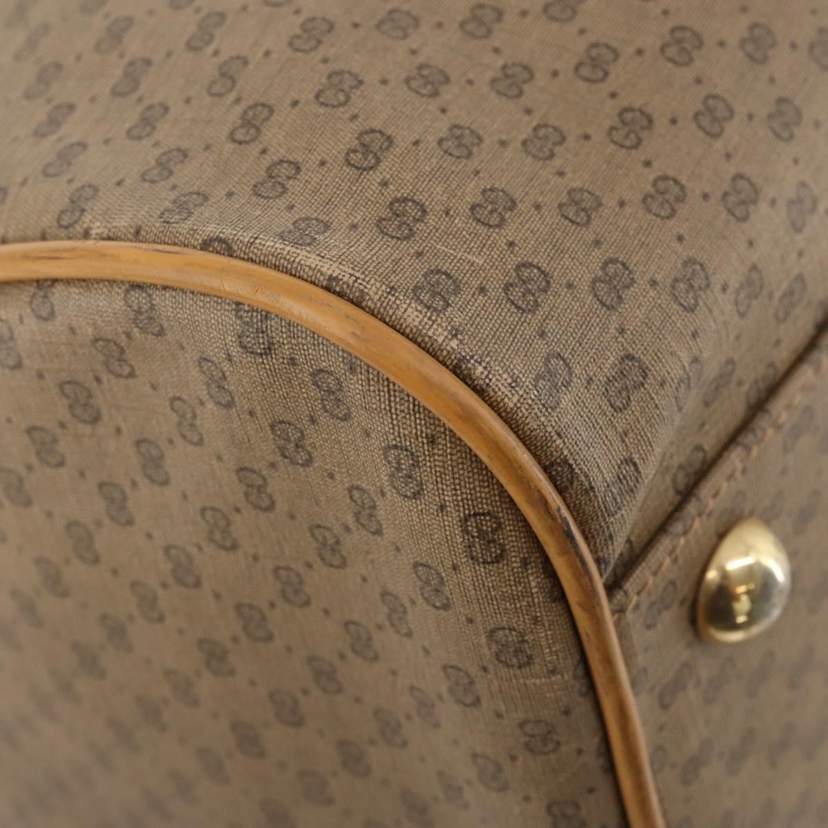 GUCCI Micro GG Supreme Boston Bag PVC Beige Gold Auth 177515
