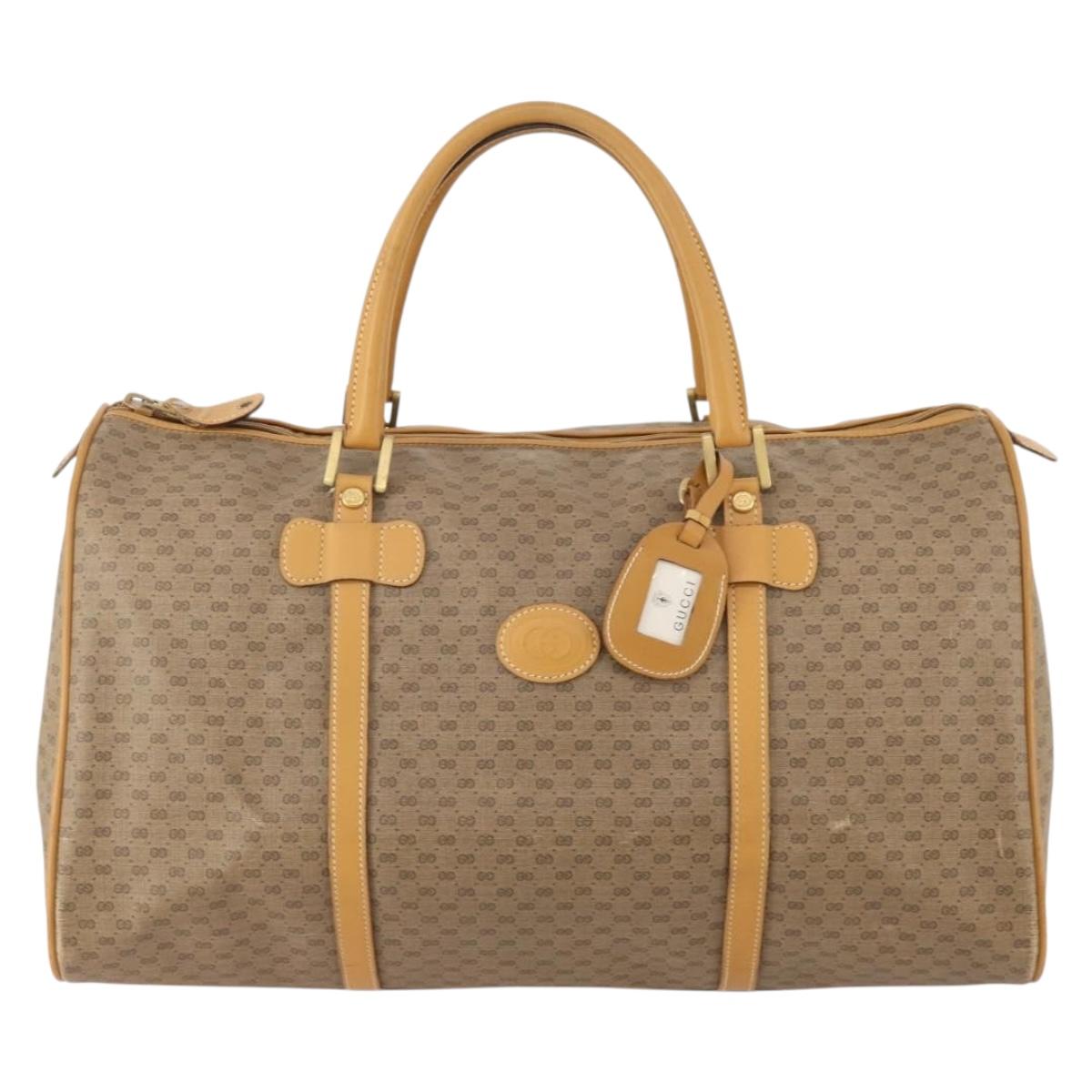 GUCCI Micro GG Supreme Boston Bag PVC Beige Gold Auth 177515