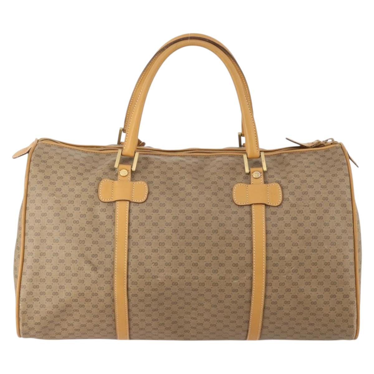 GUCCI Micro GG Supreme Boston Bag PVC Beige Gold Auth 177515