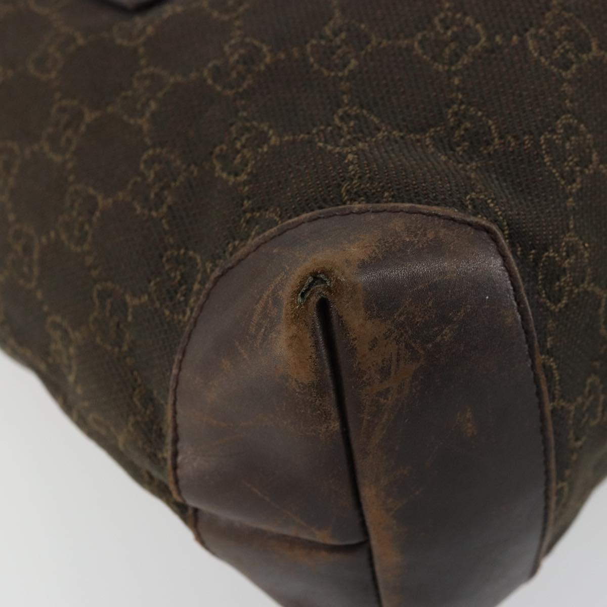 GUCCI GG Canvas Tote Bag Brown Silver 28892 Auth 177516