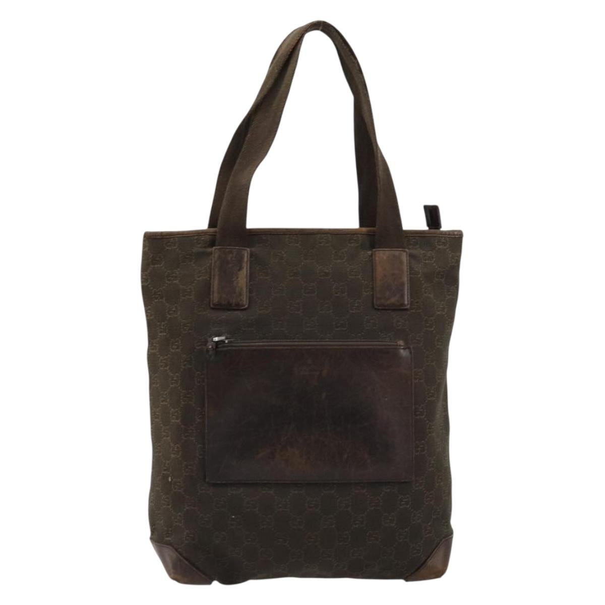 GUCCI GG Canvas Tote Bag Brown Silver 28892 Auth 177516