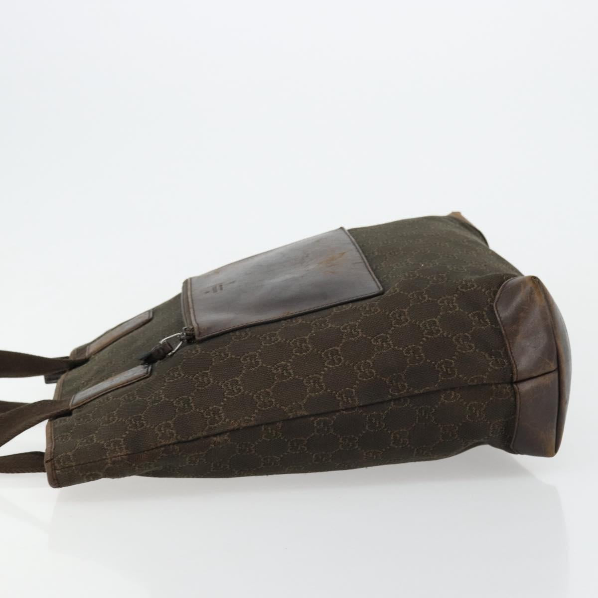 GUCCI GG Canvas Tote Bag Brown Silver 28892 Auth 177516