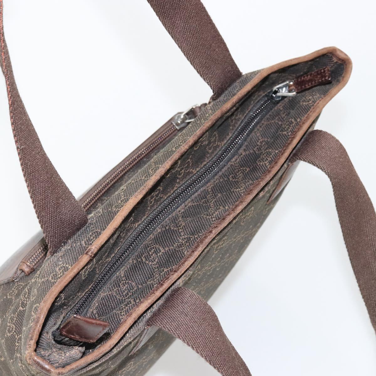 GUCCI GG Canvas Tote Bag Brown Silver 28892 Auth 177516
