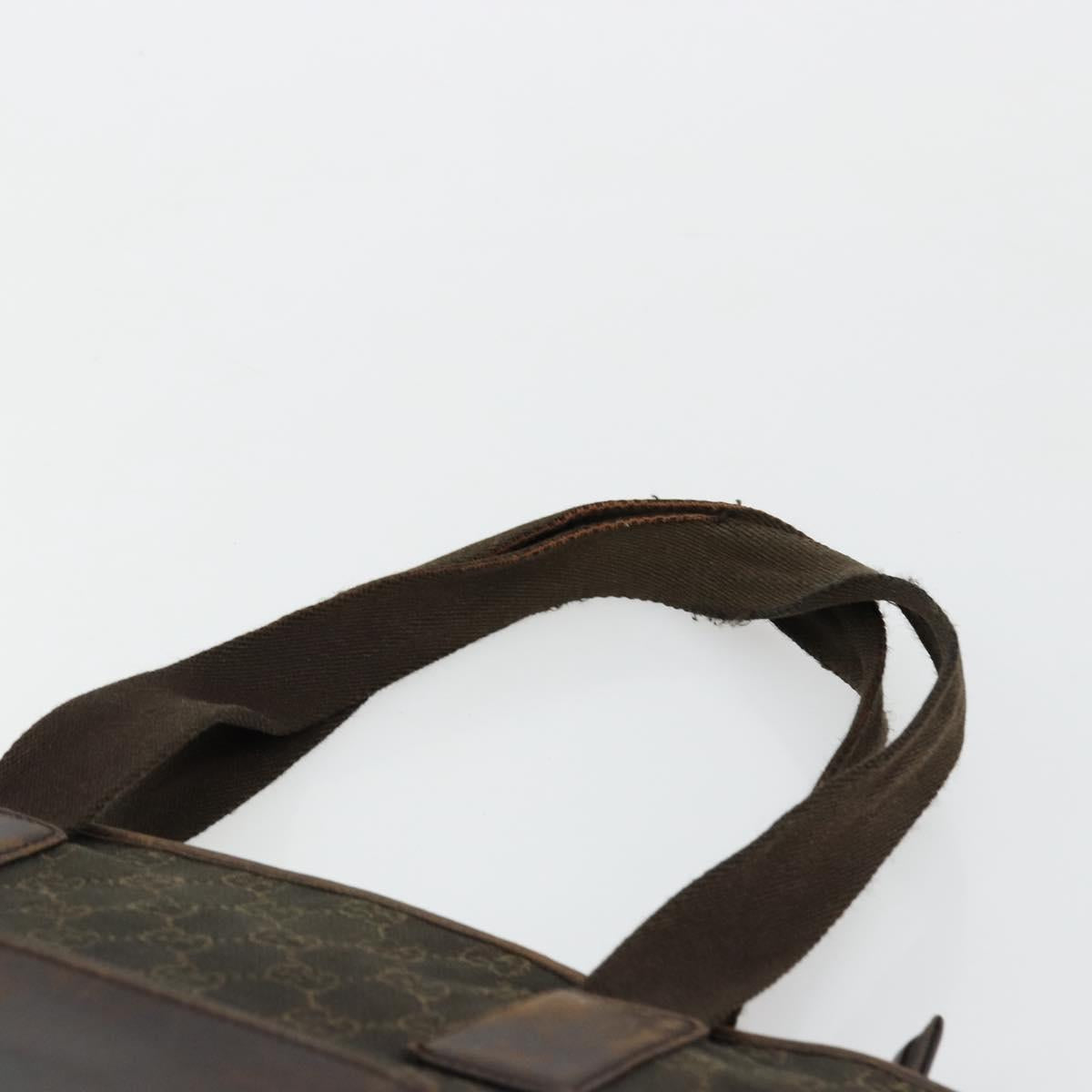 GUCCI GG Canvas Tote Bag Brown Silver 28892 Auth 177516