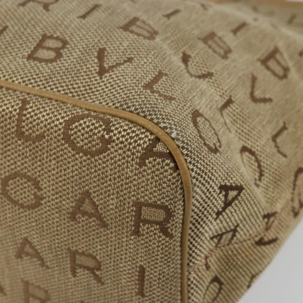 BVLGARI Logo Mania Tote Bag Canvas Beige Gold Auth 177518