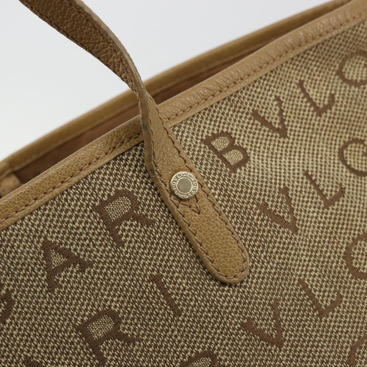 BVLGARI Logo Mania Tote Bag Canvas Beige Gold Auth 177518
