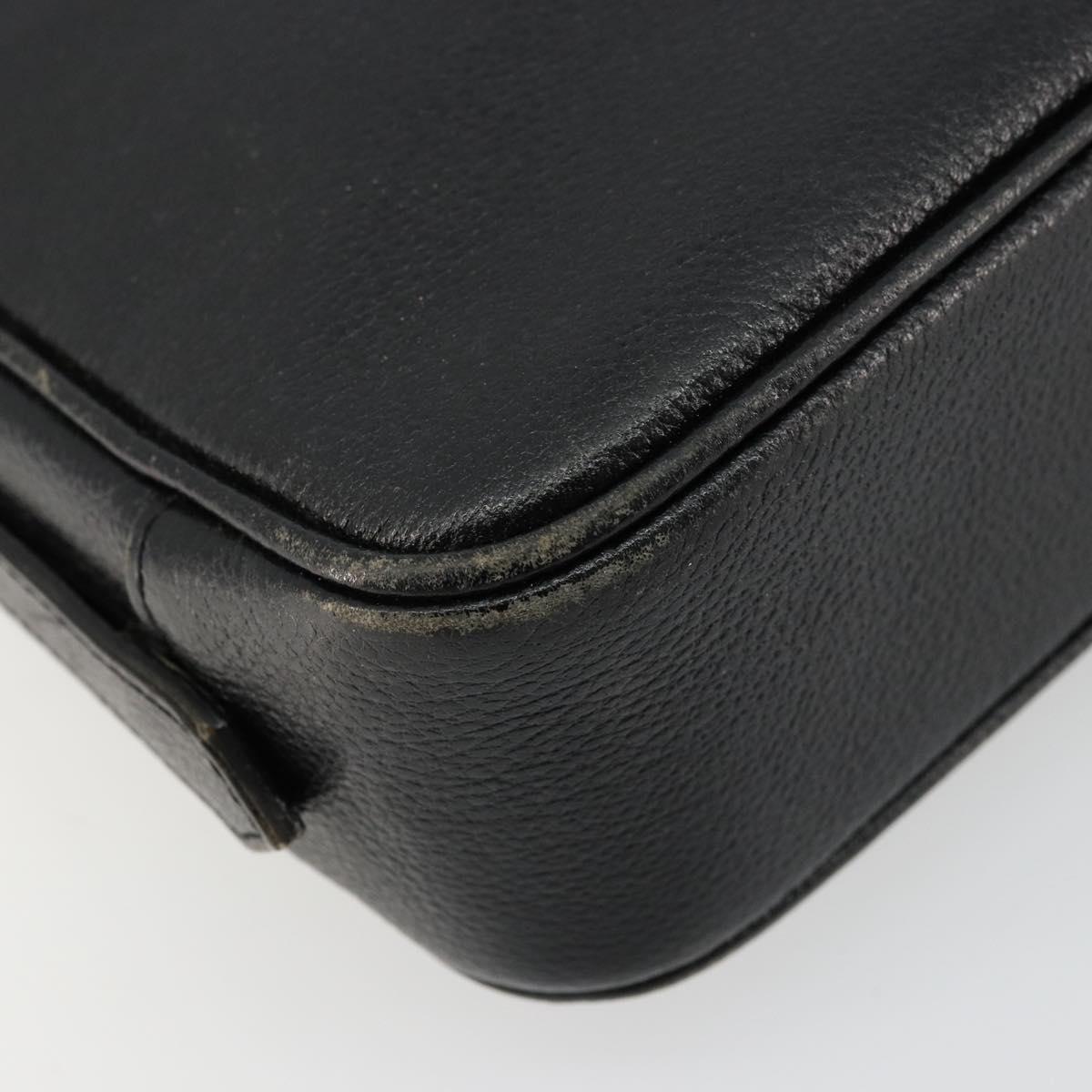 SAINT LAURENT Shoulder Bag Leather Black Gold Auth 177530