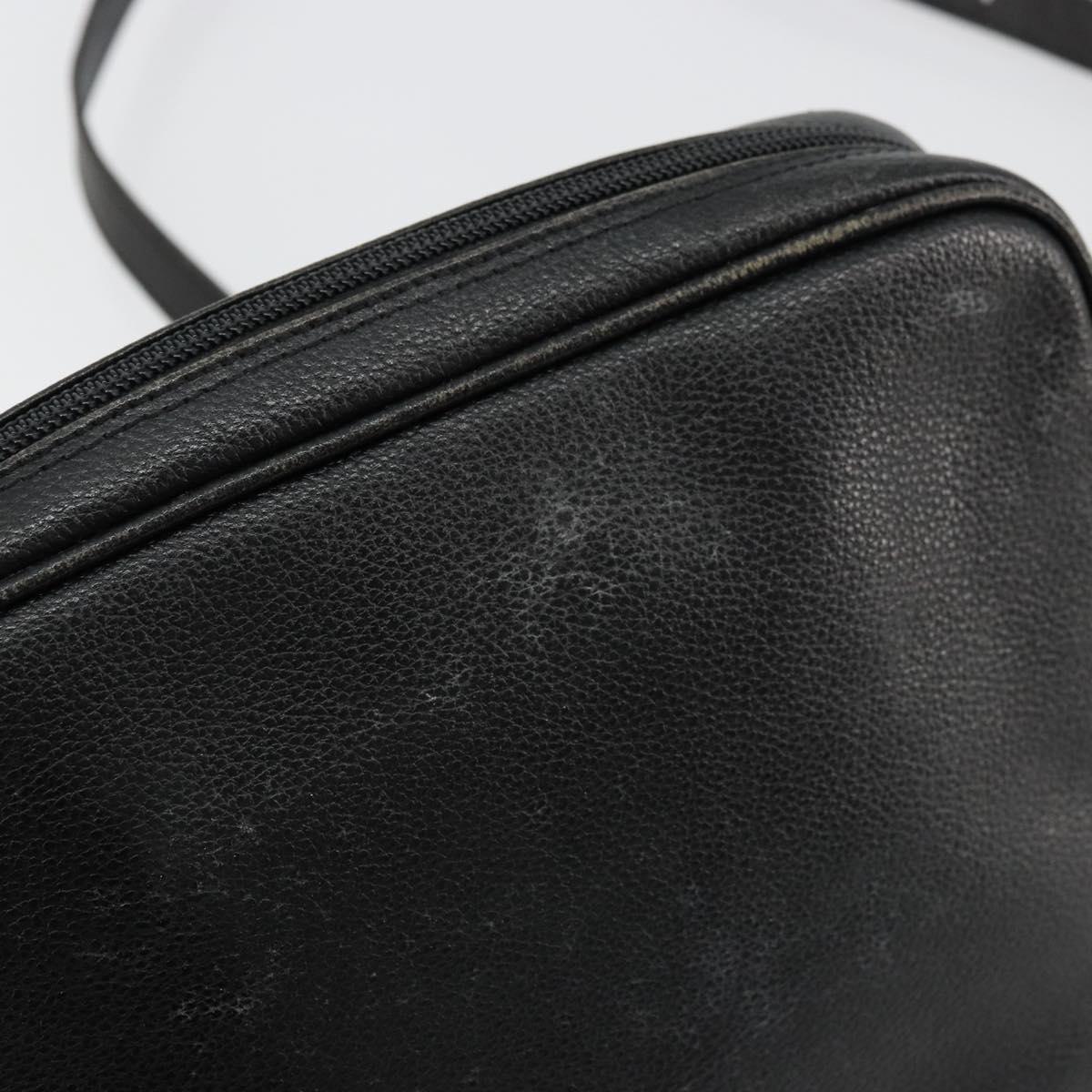 SAINT LAURENT Shoulder Bag Leather Black Gold Auth 177530
