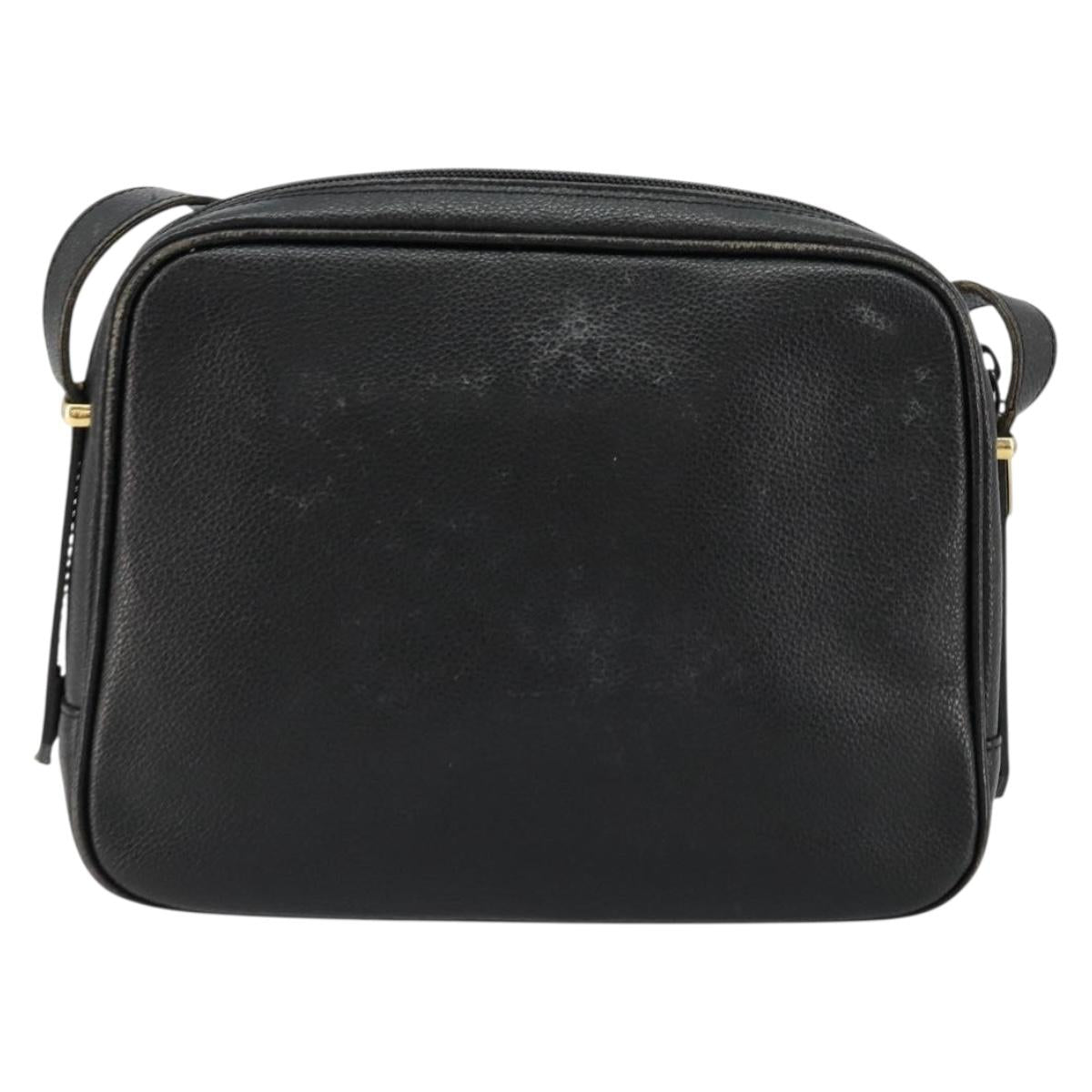 SAINT LAURENT Shoulder Bag Leather Black Gold Auth 177530