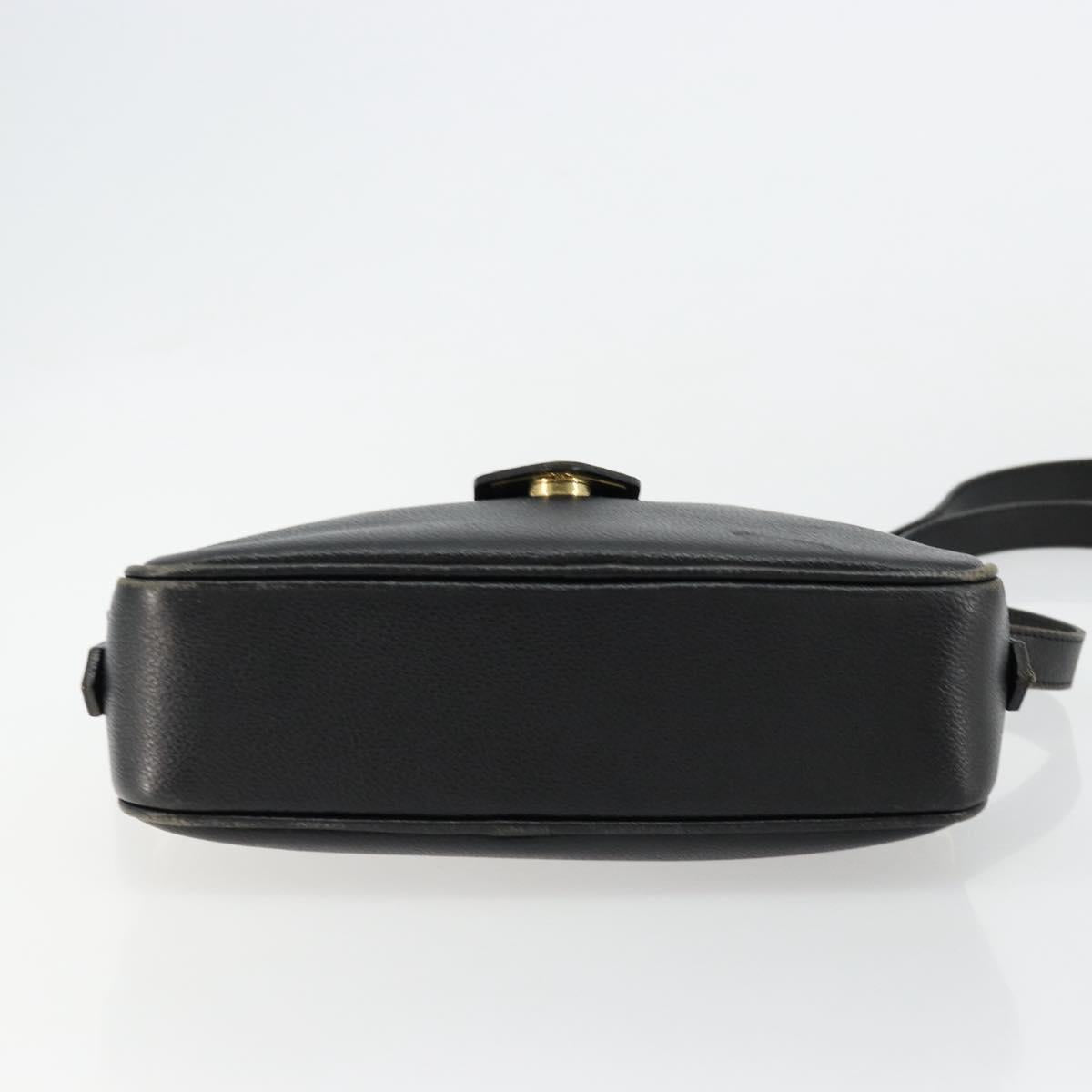 SAINT LAURENT Shoulder Bag Leather Black Gold Auth 177530