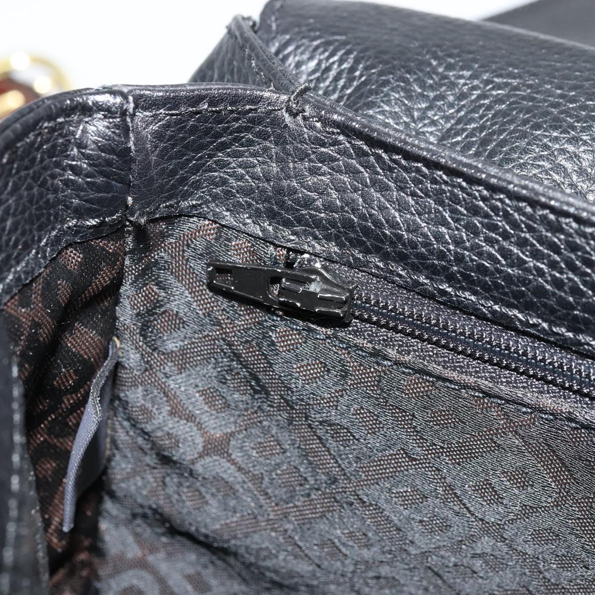 BALLY Shoulder Bag Leather Black Gold Auth 177531A