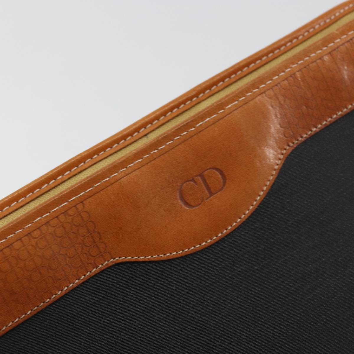 Christian Dior Clutch Bag Coated Canvas Beige Gold Auth 177532