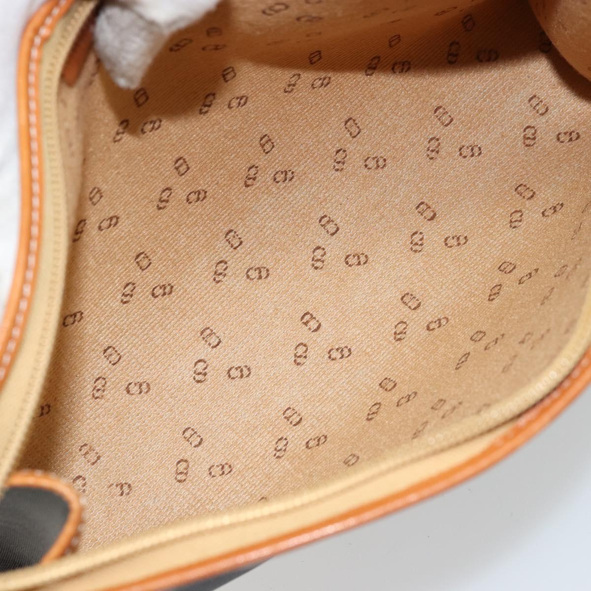 Christian Dior Clutch Bag Coated Canvas Beige Gold Auth 177532